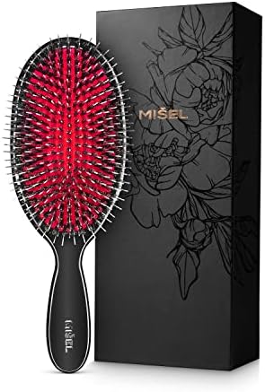 MIŠEL Professional Salon Approved Boar bristle hairbrush|Super gentle detangling|hair-loss and breakage prevention|Great for extensions and all hair types|Women|Man|Children