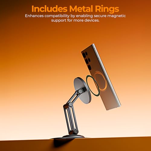 Image of Zebronics Magnetic Mobile & Tablet Holder, 360 Rotation, Multi-Angle Adjustable, MagSafe Compatible with Metal Ring, N52 Magnet, Foldable Compact Design, Anti-Skid Base (MS400)