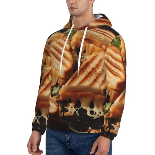 Men's Fleece Pullover Hoodie Long Sleeve Hooded Cheese Sandwiches Sweatshirt Casual Shirts With Pockets3