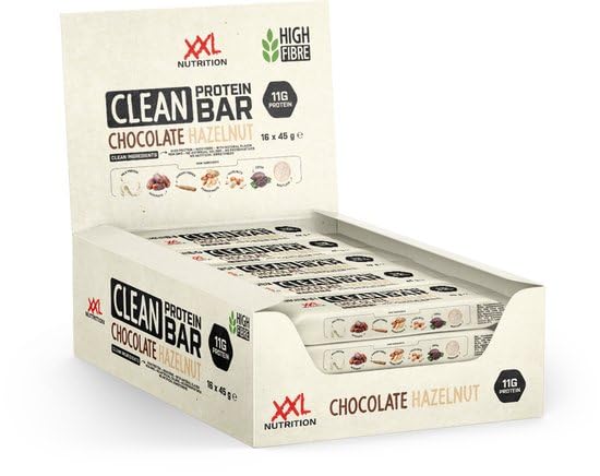 XXL Nutrition - Clean Protein Bar - Eiweißriegel mit Natürliche Zutaten - Schokolade Haselnuss - 16 Pack