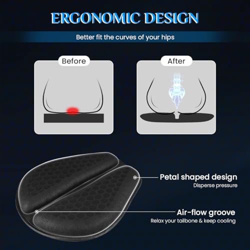 Image of STHIRA Gel Seat for Bike Motorcycle Gel Seat Cushion with Waterproof & UV Sun Cover 3D Honeycomb Breathable Bike Seat Cover Shock-Absorbing Anti-Slip Seat Cushion for Bike Universal Fit for Long Ride
