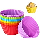 Kaarlop 24 Moldes Individuales de Silicona para Magdalenas Reutilizables - 7cm Mini Moldes Antiadherentes para Cupcakes, Pasteles, Pudding, Gelatina, Sin BPA