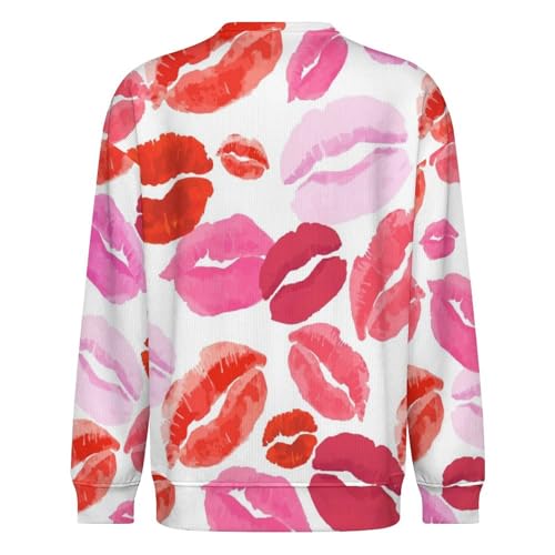 Mens Red Hearts and Lipstick Crewneck Sweater Mens Crew Neck Sweaters Long Sleeve Funny Men's Pullover4