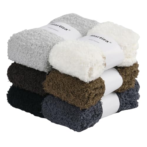 Martiza Fuzzy Socks For Women Men,6 Pairs Cozy Plush Fluffywarm Soft Sleep Sl...