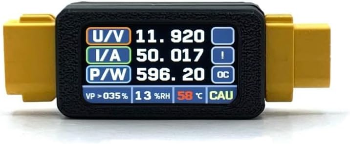 For XT60 Voltage and Current Detector Power Meter with Temperature and Humidity Sensor for RC Battery Charge Discharge