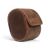 Longjet Watch Box Organizer for Men Portable Watch Roll Travel Case with Removable Velvet Pillow Holder (1 Slot Coffee/Genuine Leather)