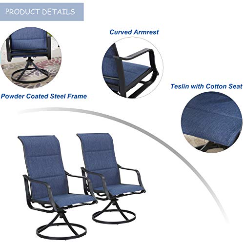 Lokatse Home Outdoor Patio Swivel Dining Chair Sling Set With Textilene Fabric All Weather Frame (Set Of 2), Blue-1 #TOP4