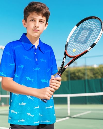 Boys Short Sleeve Polo Shirt Kid Youth Active Golf Shirts Collared School Uniform Shirts Hawaiian Tops Size 5-142
