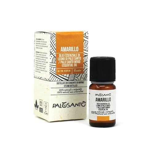 Aceite Esencial de Palo Santo Amarillo - 10 ml - Natural y artesanal - Para masajes: nutre la piel - Para difusores: huele a casa, trae buen humor