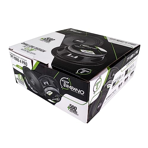Timpano 6.5 Inch Shallow Midrange Speaker 500 Watts Max Power TPT-MR6-4 PRO, 6.5 Midrange Speakers 4 Ohm Shallow Mount Car Audio Speaker, Pro Audio Loudspeaker Compact for Doors (Single)