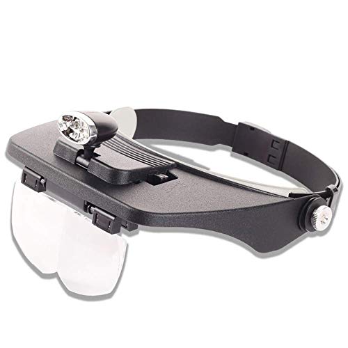 Lupa de cabeza con luz LED y 4 lentes intercambiables de 1.2X a 3.5X 4