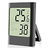 Thermometer hygrometer indoor thermo-hygrometer indicator digitale thermometer indoor kamerthermometer luchtvochtigheid meter voor binnen, babykamer, woonkamer, kantoor (1 stuks zwart)