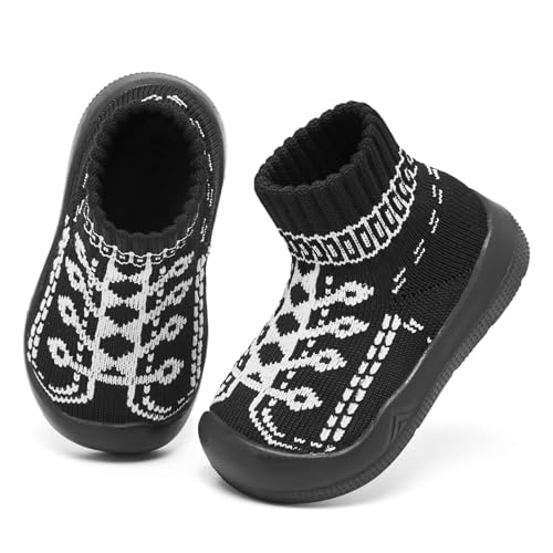 Image of Eashi Baby Boy Girl Non-Skid Indoor Infant Walking Shoes Breathable Warm Elastic Sock Shoes with Memory Sole Protect Toes Outdoor Sneakers