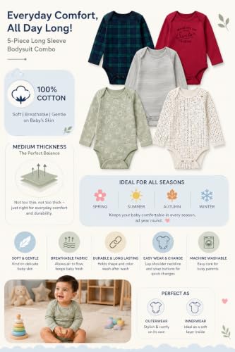 Image of TuddyBuddy 100% Cotton Multi Color Romper /Bodysuit /Onesies for Baby Boys & Baby Girls