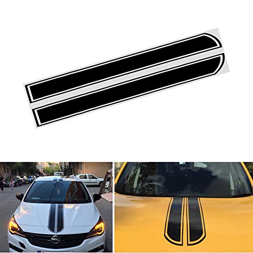 ZaCoo Car Hood Sticker Auto Front Cover Stripes Sticker Auto DIY Body Vinyl Sticker 51"x 9.5" (Black)