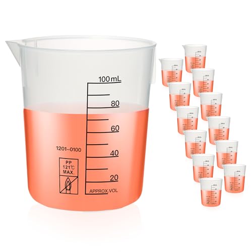 Bécher en plastique 100 ml en PP avec graduation noire lot de 12 BKLP100A12