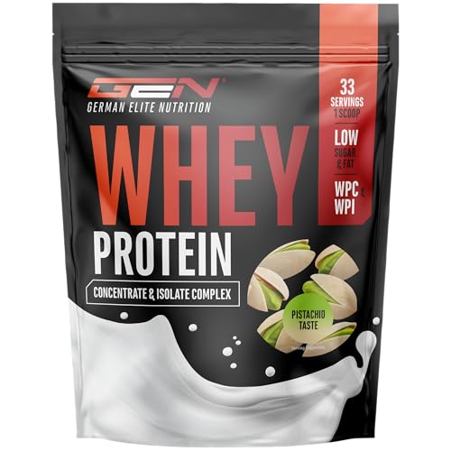 Proteína whey en polvo - 1000 g (Pistacho) - Con contenido de aislado - hasta 22 g de proteína por porción - Proteína soluble instantánea en polvo con BCAA y EAA
