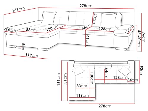 Mirjan24 Ecksofa Montana mit Regulierbare Armlehnen, Eckcouch, L-Form Sofa, Wohnlandschaft, Couch, Farbauswahl (Kronos 07 + Kronos 02 + Kronos 07, Seite: Links) – Bild 4