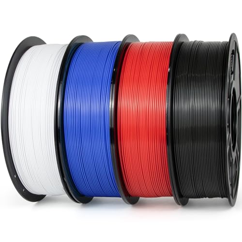 Image of iSANMATE ASA Filament 1.75mm Bundle 4KG (8.8lbs), UV & Weather Resistant 3D Printer Filament Perfect for Outdoor Functional Parts, Black+White+Red+Blue