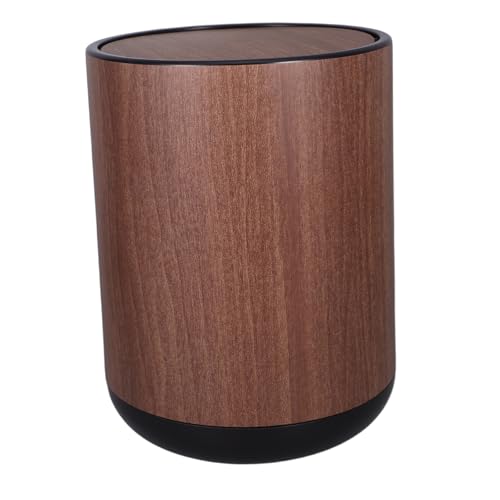 CAXUSD Papelera Plástica Con Tapa Abatible Diseño Madera Bote Basura Para Baño Cocina Oficina Cubo Reciclaje Ligero y Resistente
