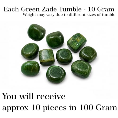 Image of Crystal Green Zade Tumble Stone Pebble Tumbled Gemstone for Reiki Healing Vastu Correction Gravels for Aquarium Home Decor Garden Table 100 Gm