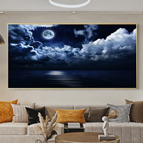 Impressions sur toile grand format océan bleu clair tableau mural 80x160cm