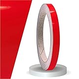 siviwonder Zierstreifen neon rot Leuchtend Glanz in 9 mm Breite und 10 m Länge Aufkleber Folie für Auto Boot Jetski Modellbau Klebeband Dekorstreifen - fluoreszierend grell rot