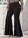 Floerns Women's Plus Size Flare Leg Palazzo Party Club Bell Bottom Pants Black 3XL