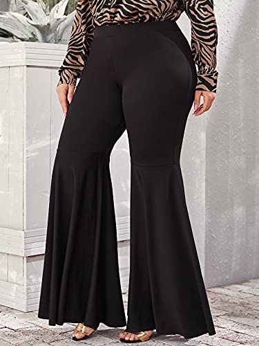 Floerns Women's Plus Size Flare Leg Palazzo Party Club Bell Bottom Pants3
