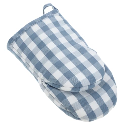 UTHCLO Guantes de Cocina Aislantes Resistentes al Calor con Diseño Cuadros Azul Manoplas para Microondas y Horno con Protección Térmica para Hogar y Restaurante