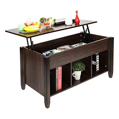 Coffee Table Lift Top Wood Home Living Room Modern Lift Top Storage Coffee Table w/Hidden Compartment Lift Tabletop Furniture (Brown) Cover
