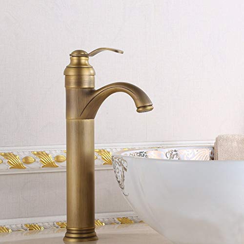 Grifos de lavabo de latón antiguo para baño con monomando mezclador de agua fría y caliente