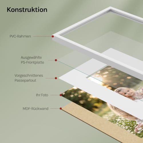 WOLTU Bilderrahmen 15x20, 10er set, Kunststoff Fotorahmen mit Passepartout – Ansicht 5