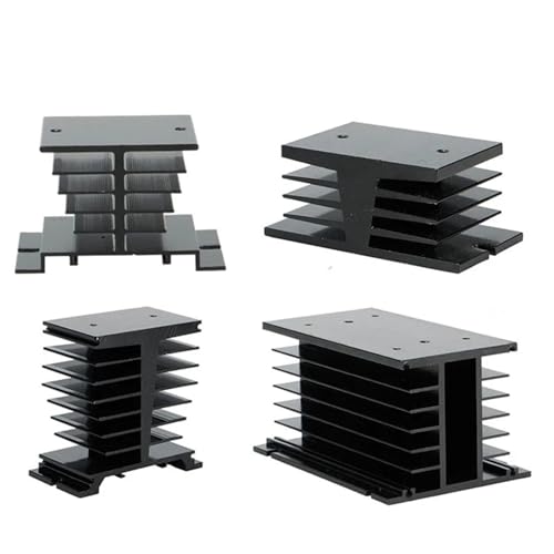 Radiateur noir pour relais SSR monophasé dissipateur alu rail din armoire électrique