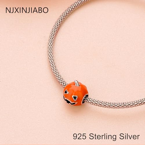 Image of Halloween Pumpkin Charms for Women Charm Bracelets, 925 Sterling Silver Mother's Day Halloween Birthday Christmas Jewelry Gift for Women