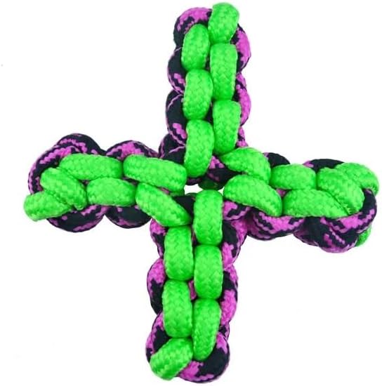 Rope Dog Toys Bright Neon Color Durable Fun Paracord Play Fetch Interactive Tugs (Set of Both Fetch Sticks)
