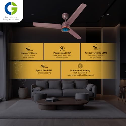 Image of CG AeroSwift Ceiling Fan | 1200mm | High speed BLDC Motor | Energy Efficient | 5 star rated | 3+2 Year Warranty | LED display | Reverse Mode | Remote Control with Adjustable timer | Bakers Brown