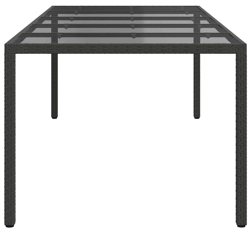 Tavolo da giardino Pur nero, 250 x 100 x 75 cm, in polyrattan, resistente alle intemperie, per esterni, in metallo, stabile, per terrazza, balcone, veranda, ideale per barbecue, picnic e feste