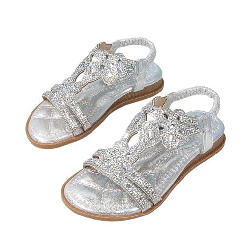 Pearl Sandals for Women Flat Rhinestone Sandals T-Strap Buckle Bohemian Pearl Beach Vacation Crystal Flat Shoes2