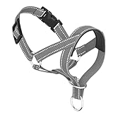 Dog Head Collar, Gentle Harness Walks with Reflective Strap to Stop Pulling for Small Medium and Large Dogs, Adjustable(L,Grey)