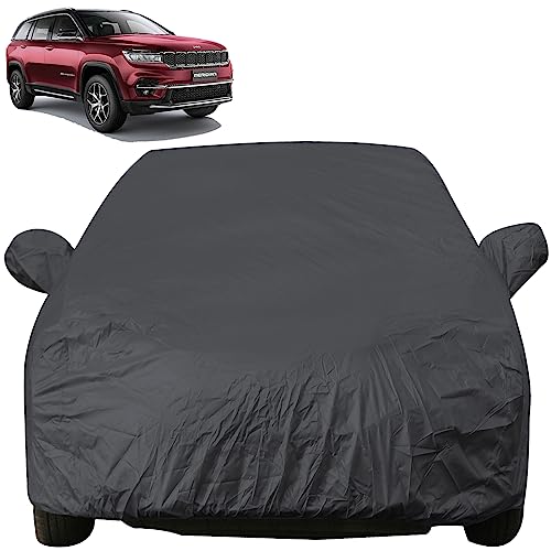 Image of Autofact Car Body Cover with Mirror Pockets Compatible for Jeep Meridian (Triple Stitched, Bottom Fully Elastic, Dark Grey)