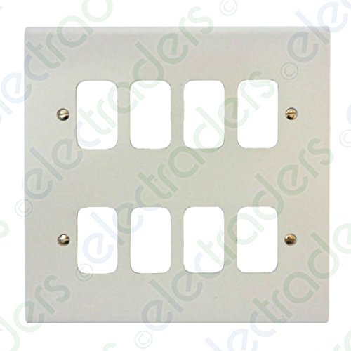 Deta G3306 'Slimline' Grid Front Plate 8 Gang White