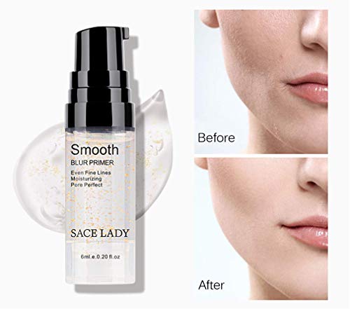 Face Makeup Primer, Big Pores Minimizer Perfect Cover, No Pore Eraser Filler, Smooth Fine Lines Wrikles, Gold Foil Infused Base Blur Primer, Long Lasting Women Makeup 0.2Fl Oz #TOP1