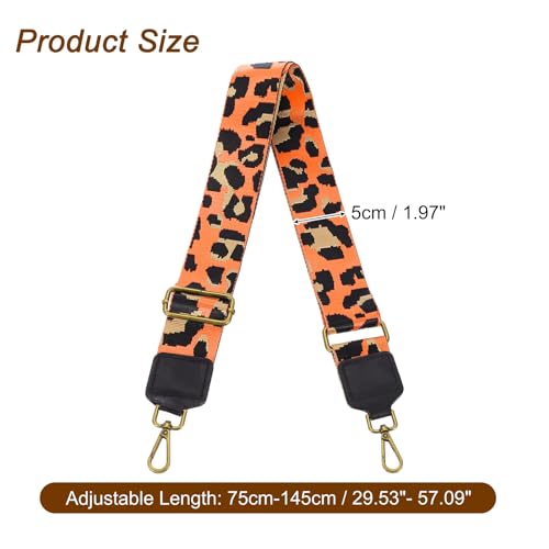 Image of uxcell Wide Shoulder Strap, 5cm Adjustable Purse Strap Replacement Crossbody Strap for Shoulder Bag Wallets, Orange, Bronze Square Mouth Buckle
