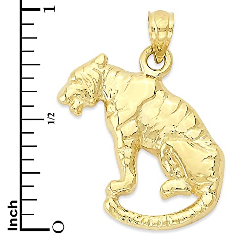 10k Gold Year of the Tiger Pendant, Chinese Zodiac Bengal Jewelry, His and Her Big Cat Necklace4