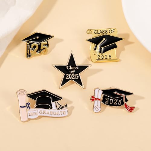 Image of coadipress 4Pcs Cute Graduation Cap Brooches For Women Diploma School Graduate Enamel Lapel Pin Graduation Season Accessories For Party Supplies And High School Graduation Caps