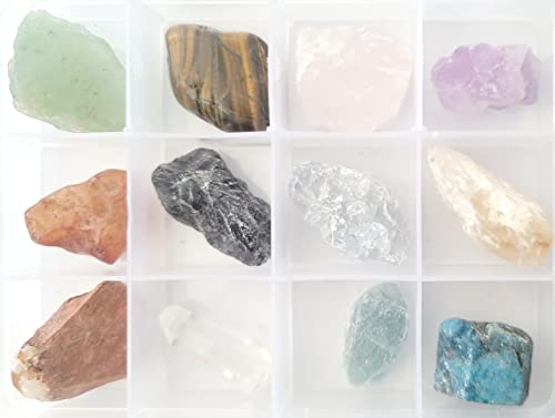 Boite de 12 Minéraux, pierres brutes