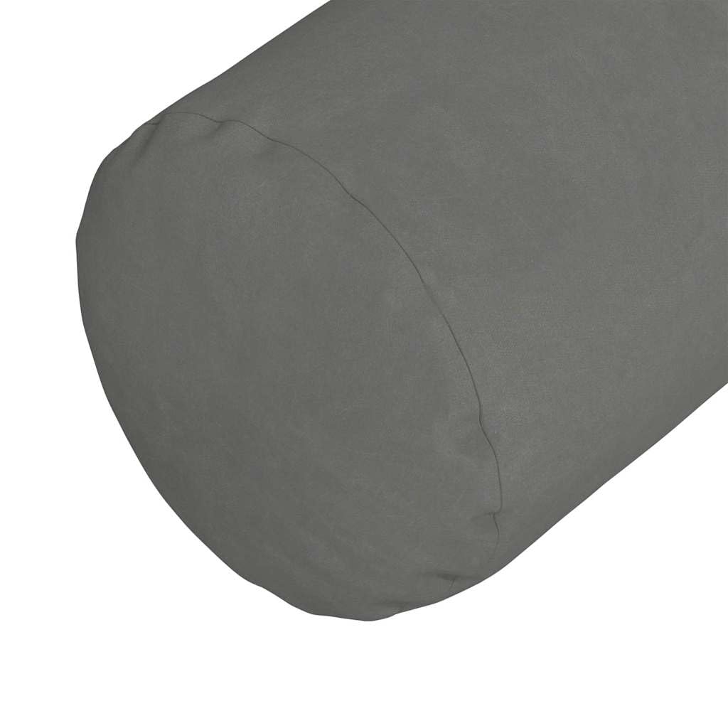 2 cuscini traversini, colore grigio scuro, diametro 25 x 70 cm, morbido tessuto in microfibra con imbottitura in poliestere, sfoderabili per divano, letto, sedia