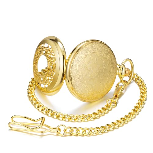 Image of BOSHIYA Smooth Quartz Pocket Watches for Men Classic Arabic Digital Luminous Dial & Day Date Pocket Watch with Chain Christmas Graduation Birthday Gifts