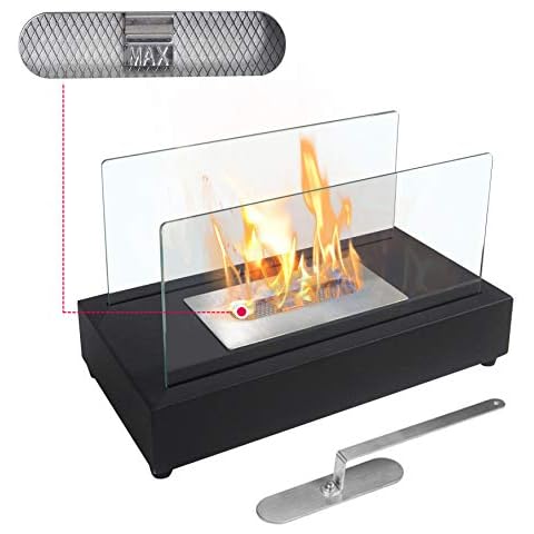 Rectangle Tabletop Bio Ethanol Fireplace Indoor Outdoor Fire Pit Portable Fire Bowl Pot Fireplace in Black, Realistic Burning… Cover